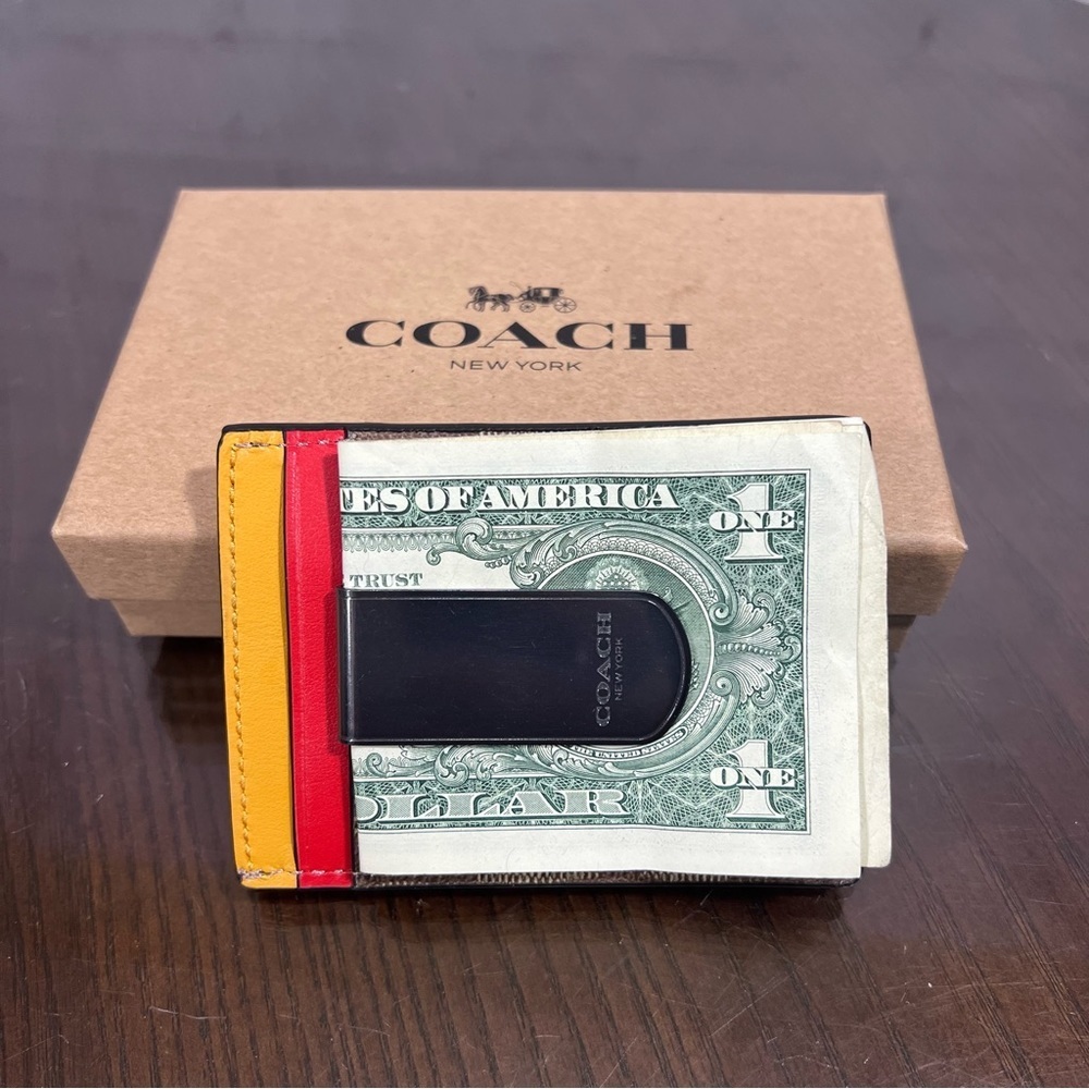 COACH monogram money clip 5 card slot wallet nib - Picture 3 of 6